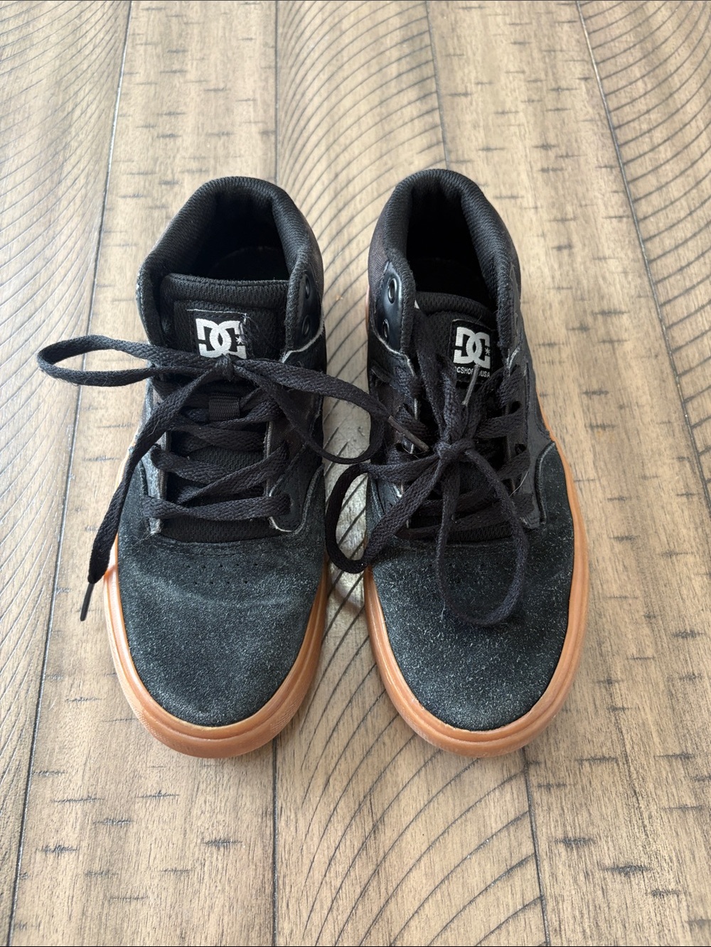 DC Kids Black Skate Sneakers with Gum Sole